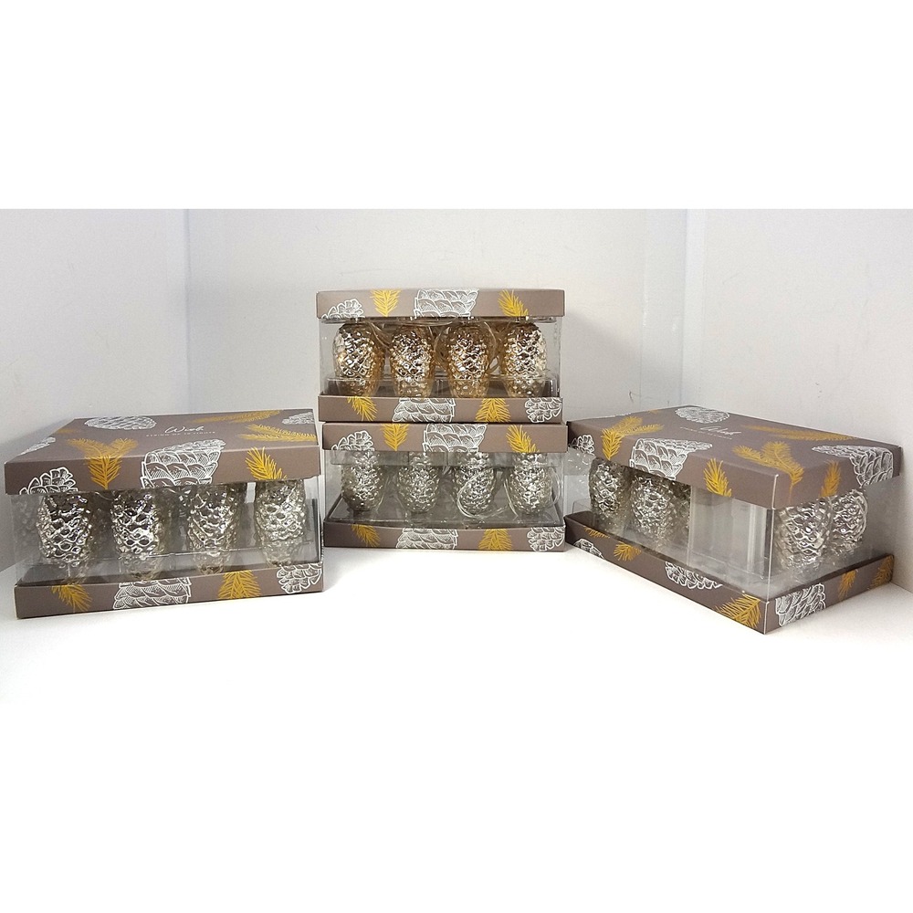 NWT Lot of 4 Boxes of 10-Pine Cone Silver String Lights Battery Operated‎